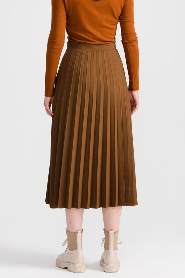 Jupe Plissée Marron avec une fermeture a coté
