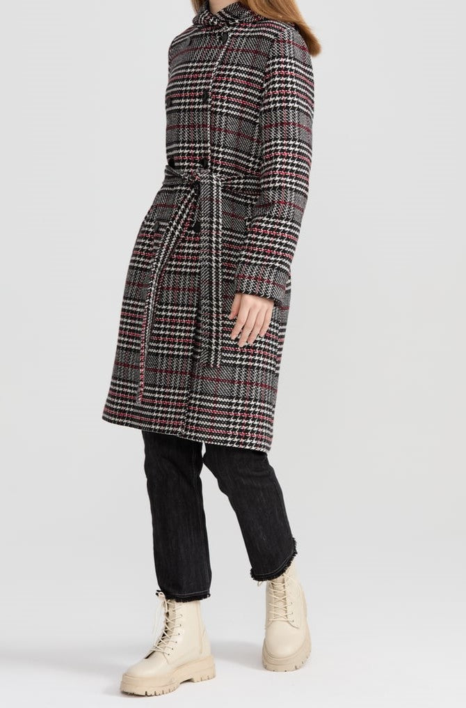 Manteau à motif pattes d'oie à double boutonnage