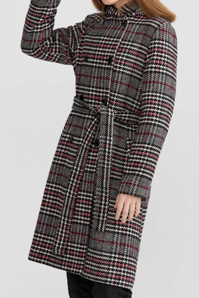 Manteau à motif pattes d'oie à double boutonnage