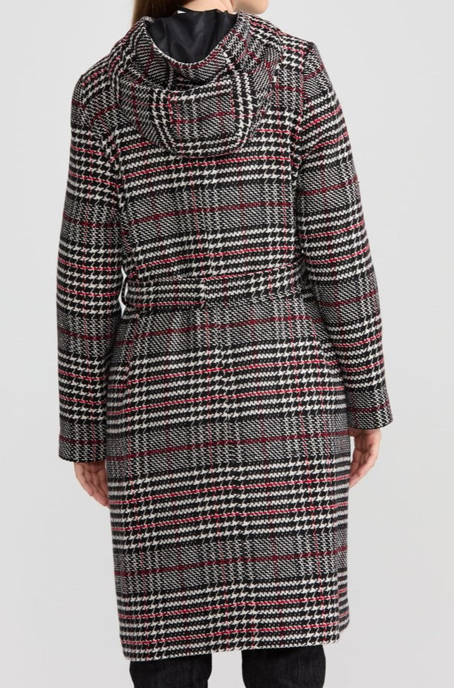 Manteau à motif pattes d'oie à double boutonnage