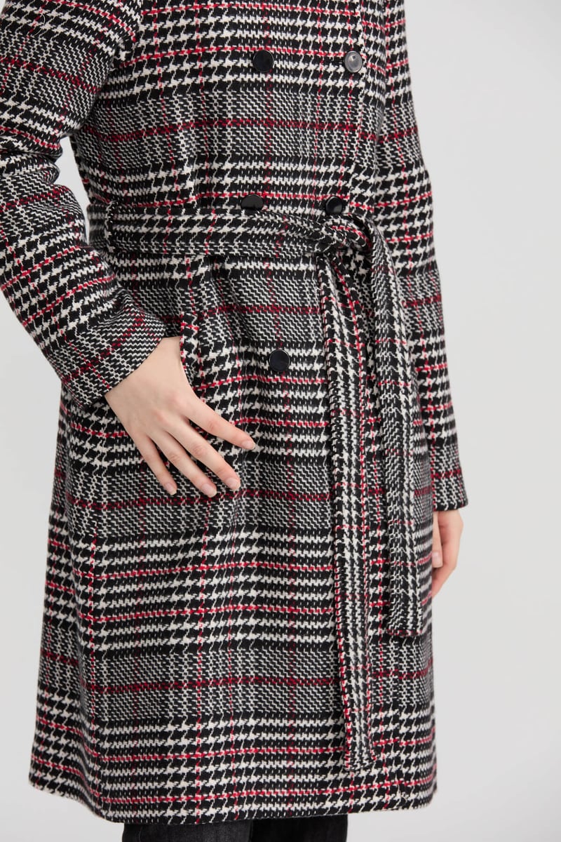 Manteau à motif pattes d'oie à double boutonnage