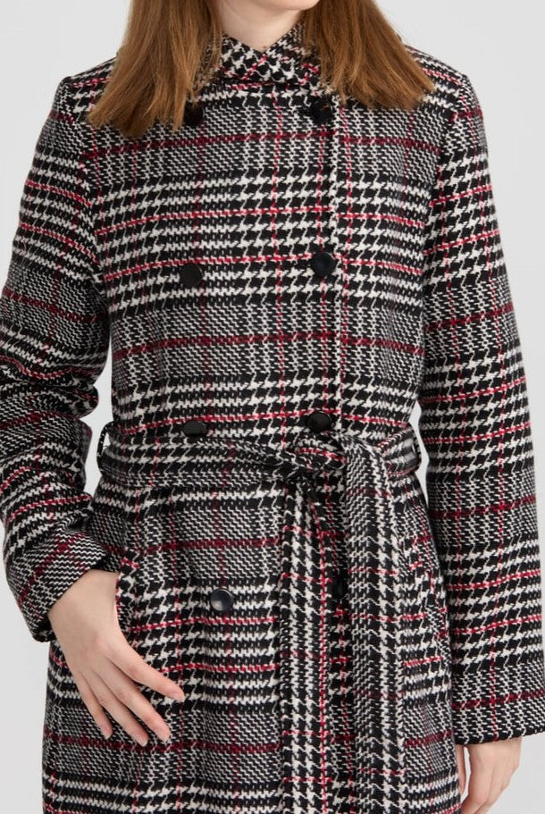 Manteau à motif pattes d'oie à double boutonnage