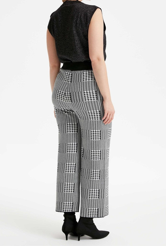 pantalon large en laine carreau