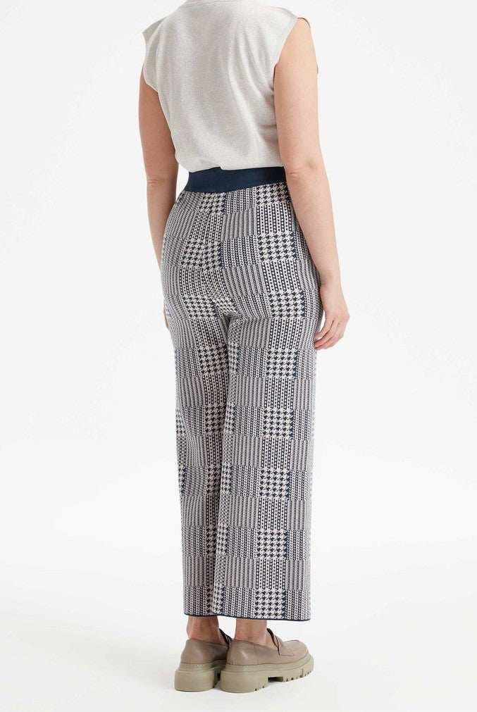 pantalon large en laine carreau