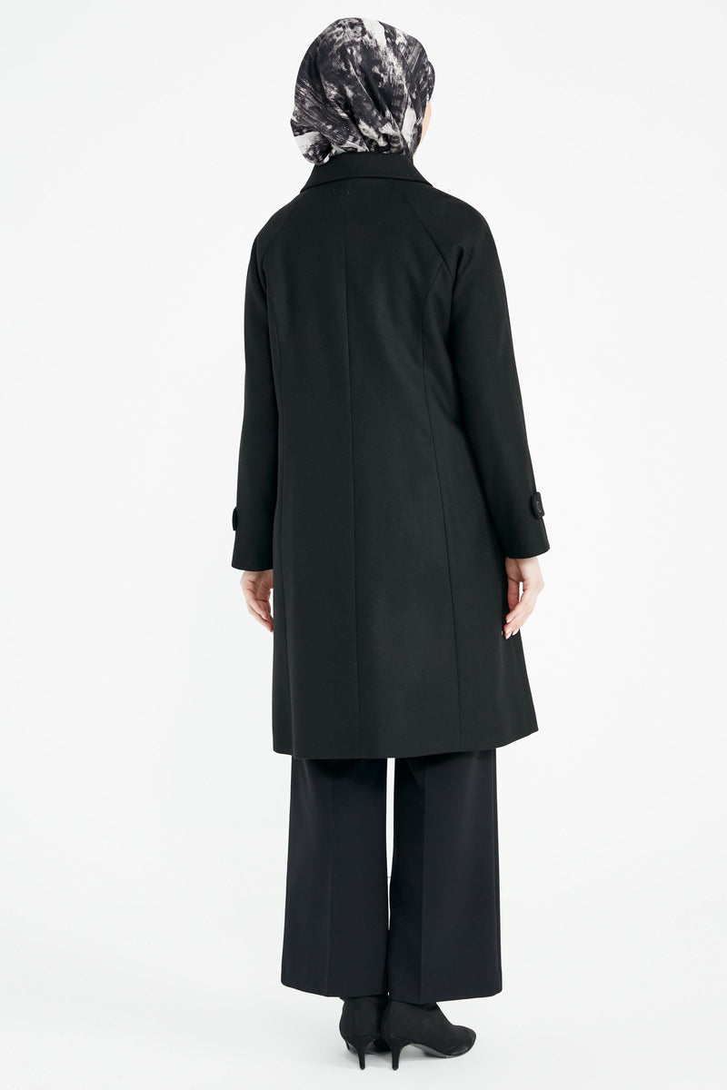 Manteau en Cachemire Fermé à Boutons Grande Taille