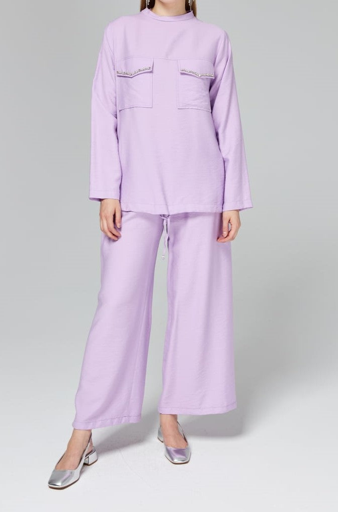 Ensemble avec strass aux poches