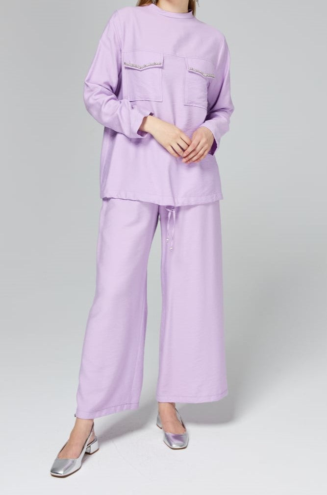 Ensemble avec strass aux poches