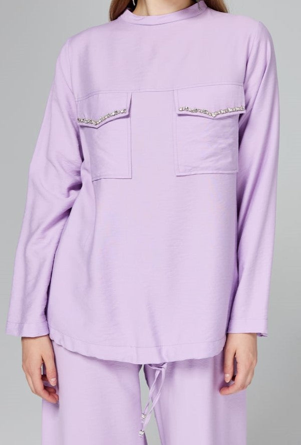 Ensemble avec strass aux poches