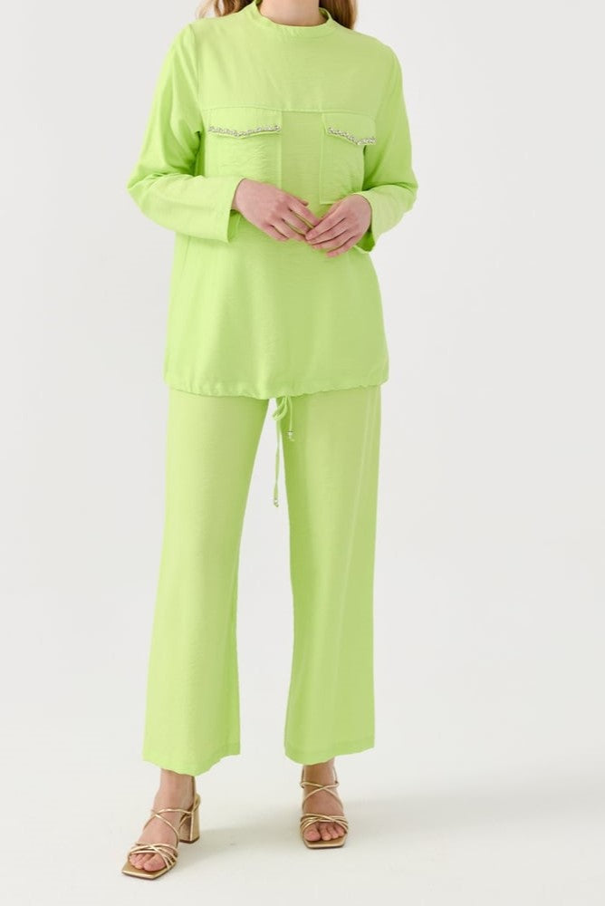 Ensemble avec strass aux poches