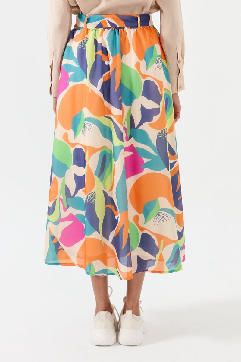 Jupe en voile avec ceinture froncée Orange