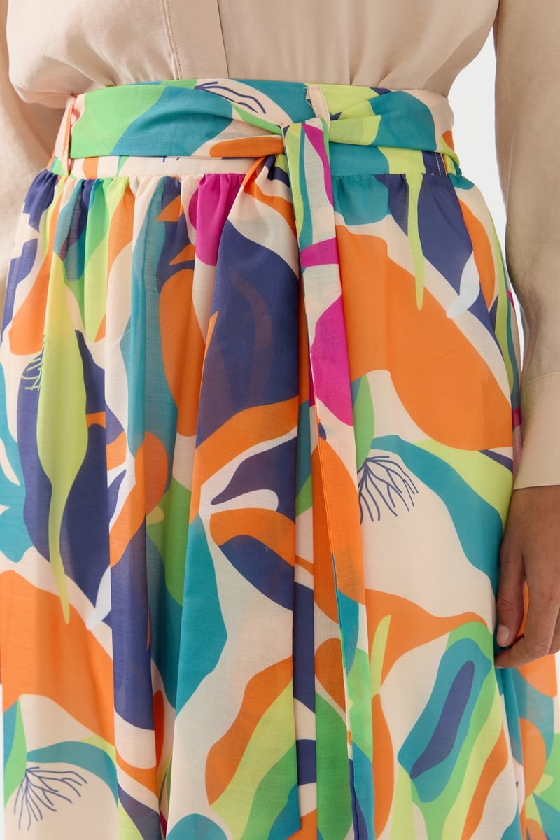 Jupe en voile avec ceinture froncée Orange