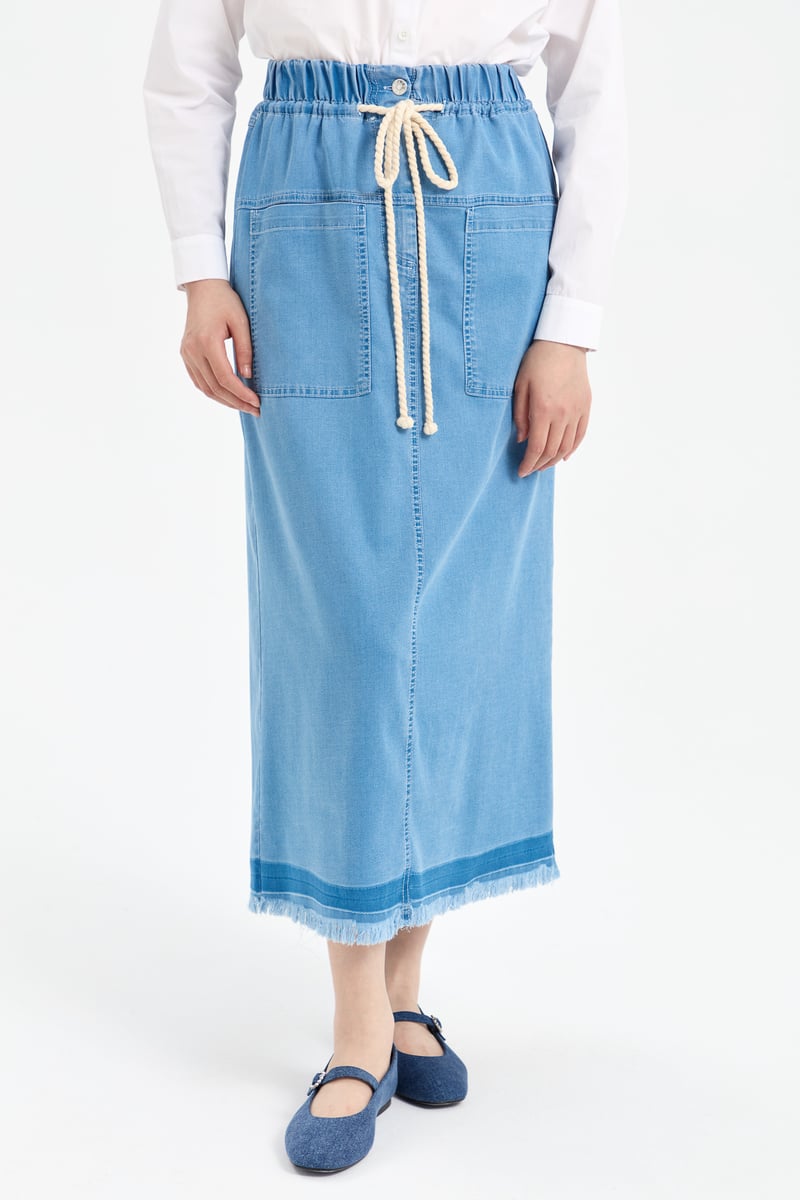Jupe djinns avec deux poches élastique à la taille
