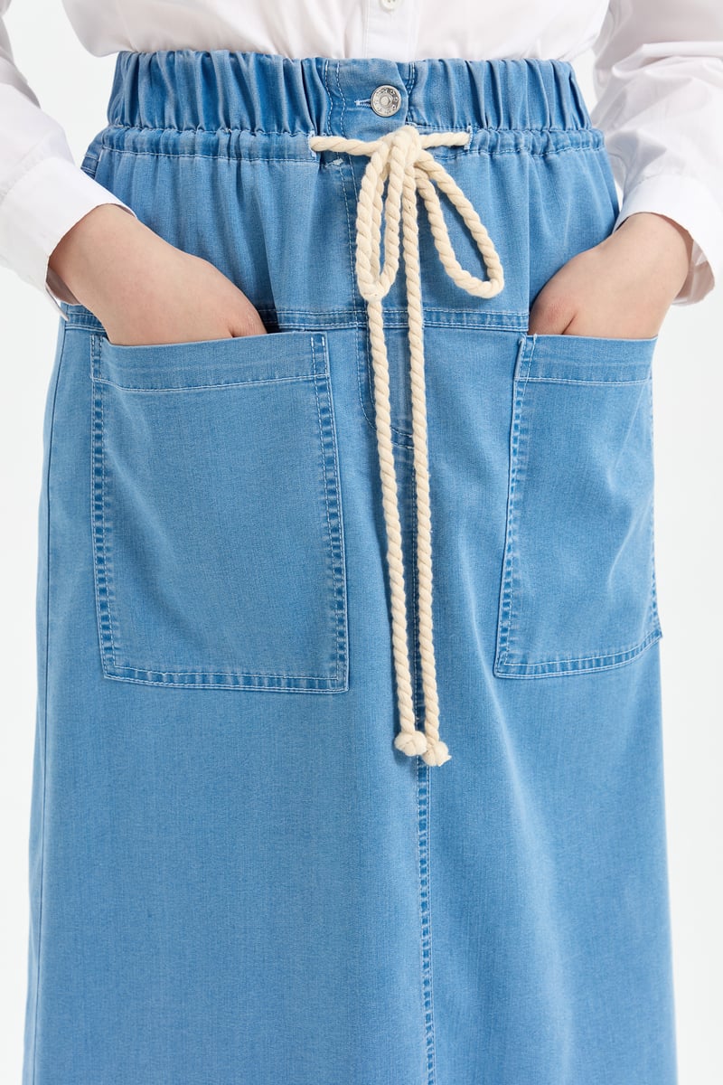 Jupe djinns avec deux poches élastique à la taille