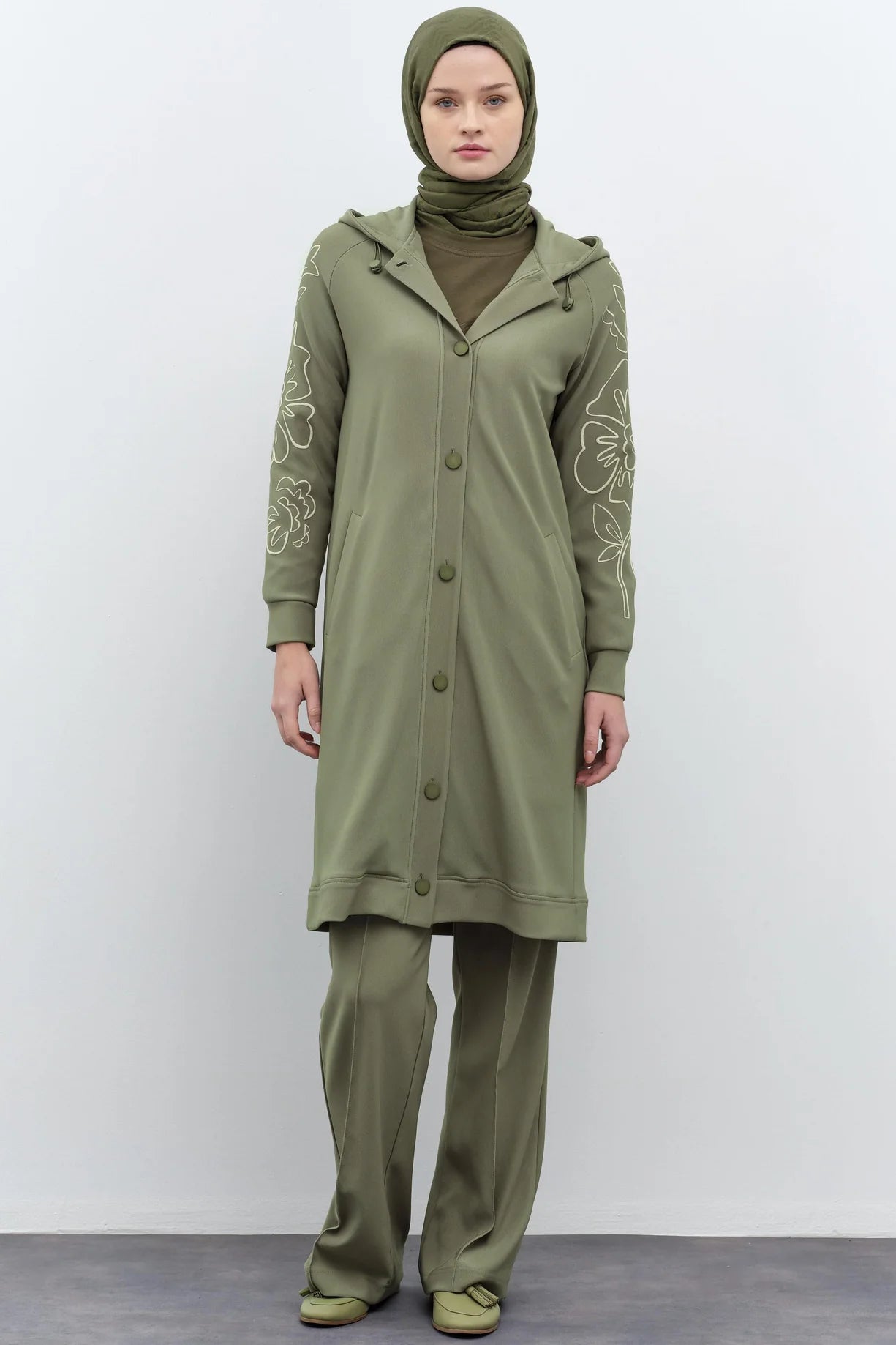 Veste Tricoté avec Manches à Motif Imprimé