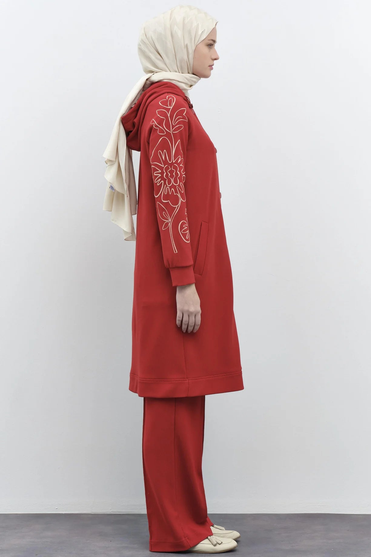 Veste Tricoté avec Manches à Motif Imprimé