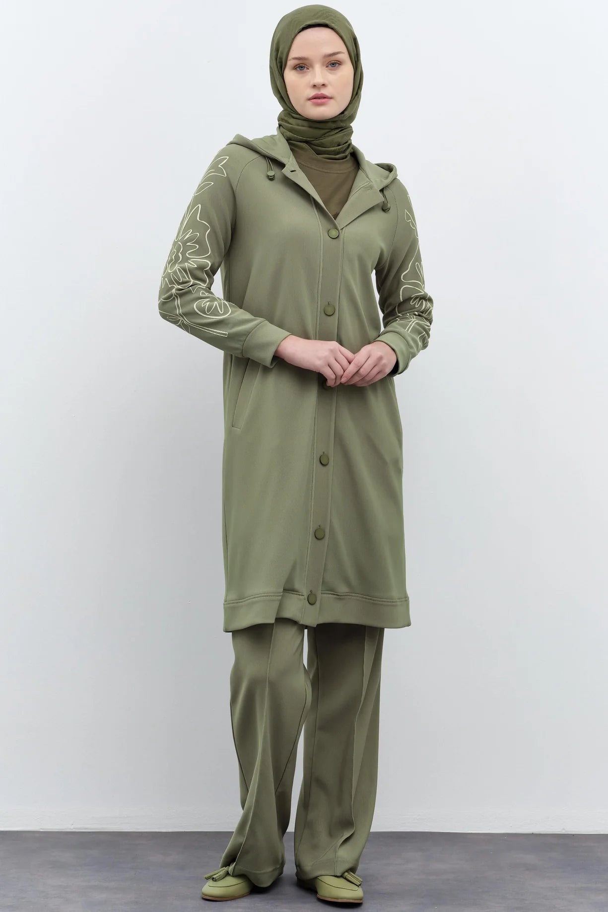 Veste Tricoté avec Manches à Motif Imprimé