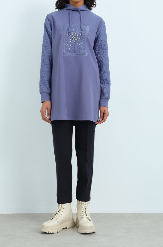 Sweat col haut avec détaillé