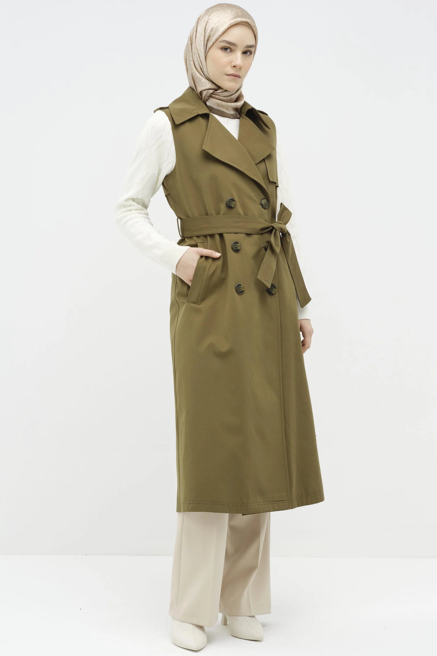 Tranche sans manche à Double Boutonnage