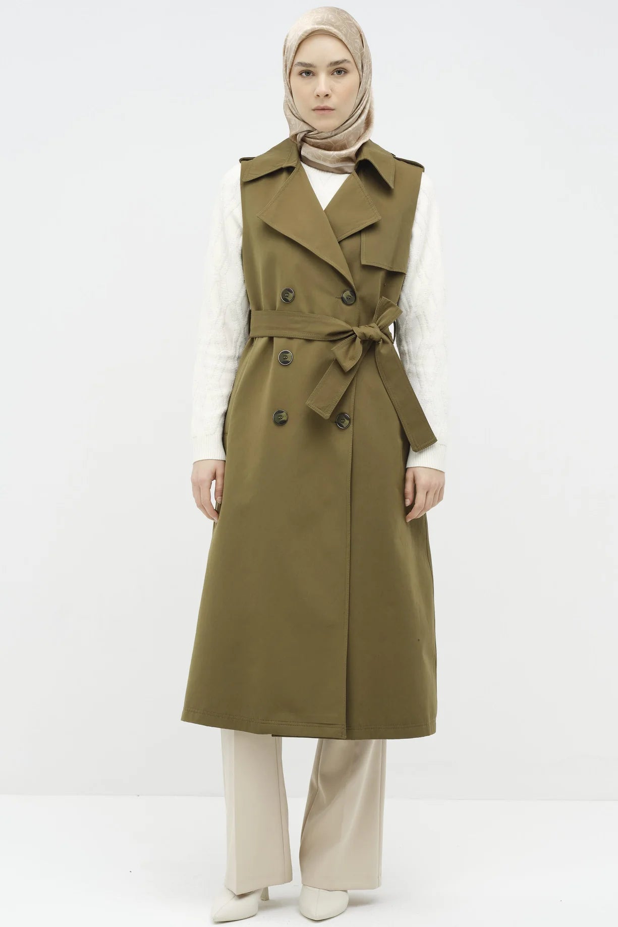 Tranche sans manche à Double Boutonnage