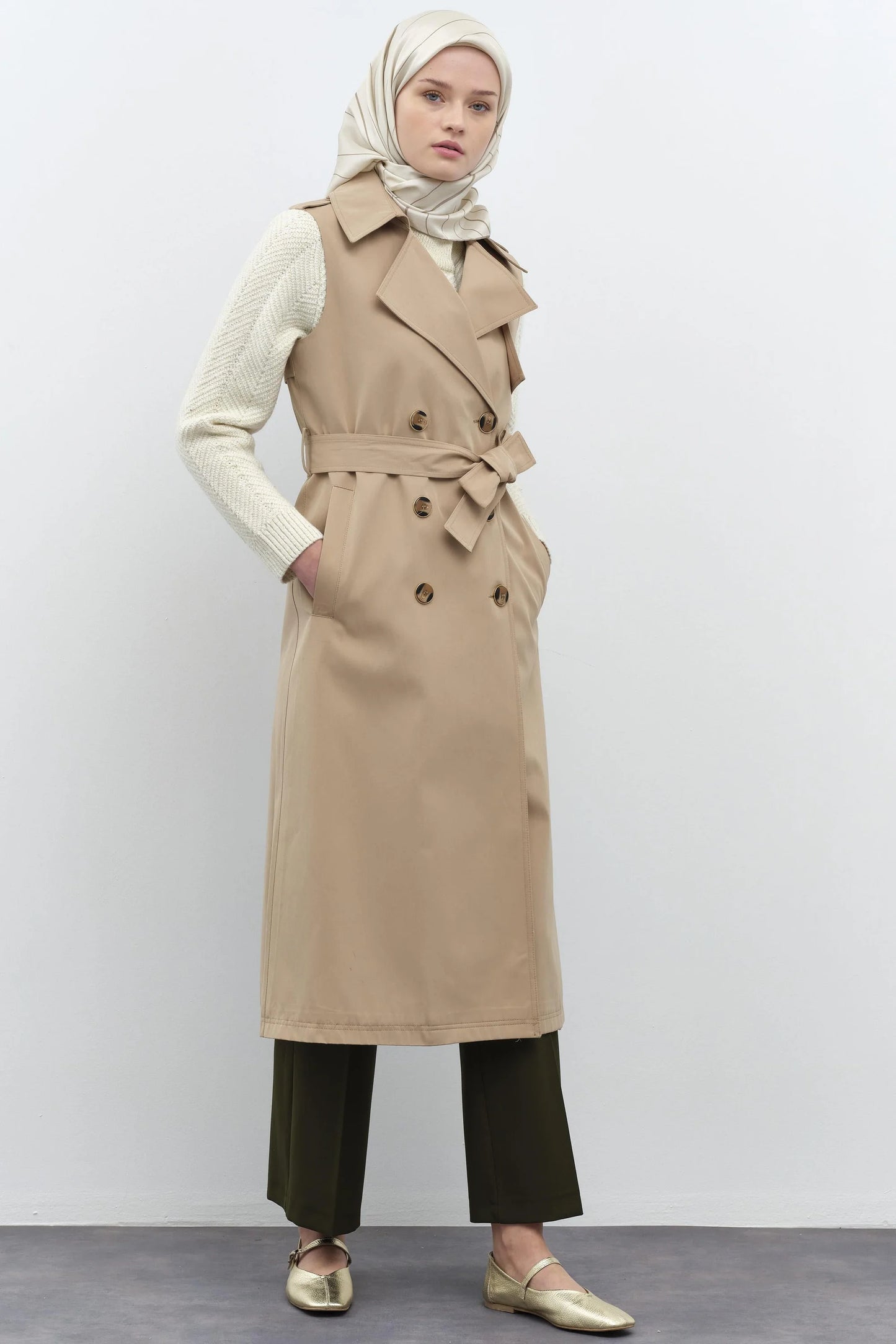 Tranche sans manche à Double Boutonnage