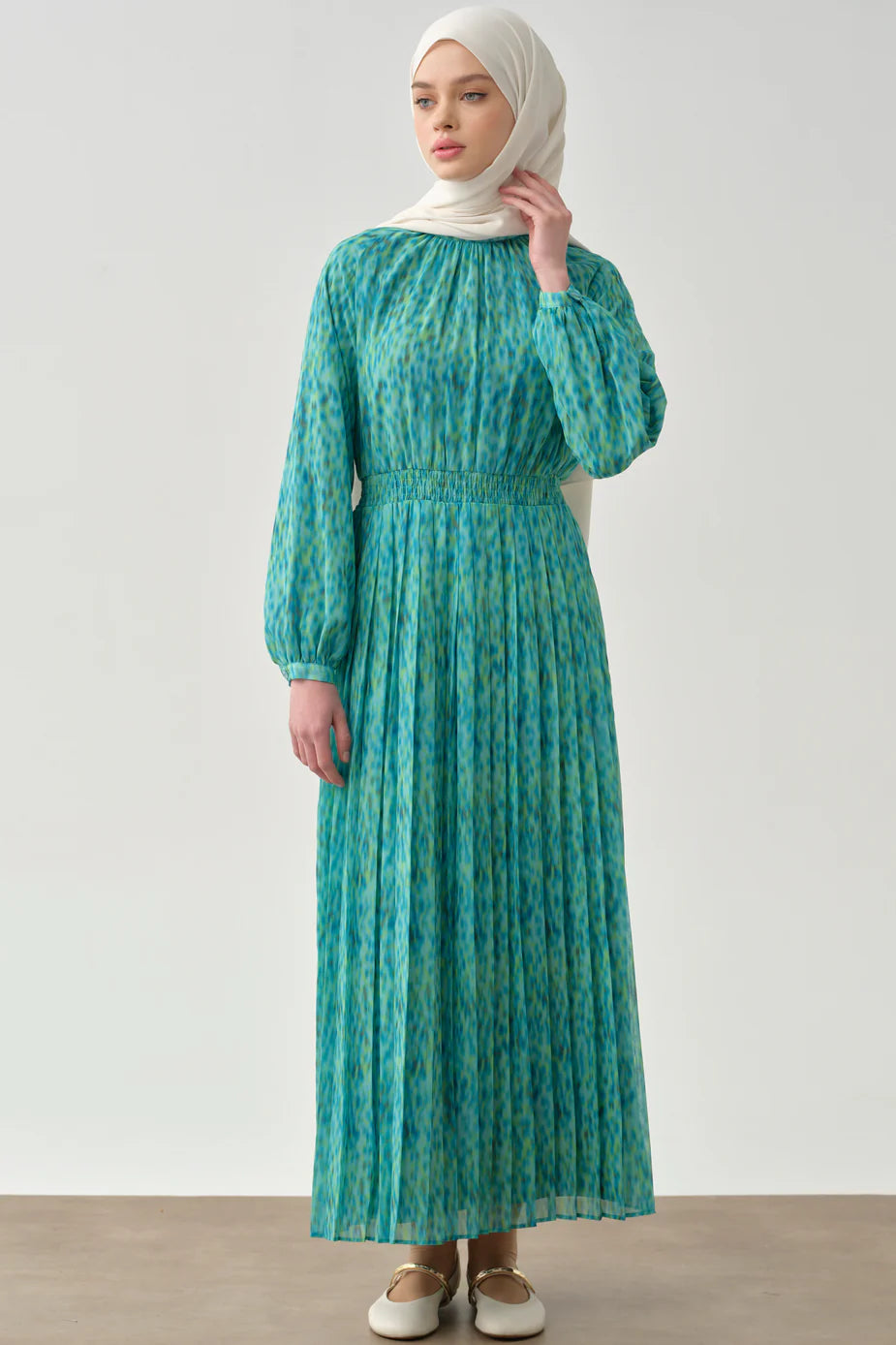 Robe plissée à taille élastique