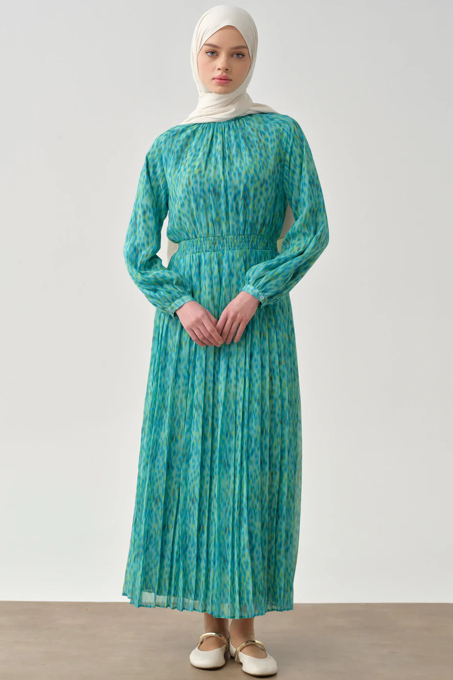 Robe plissée à taille élastique