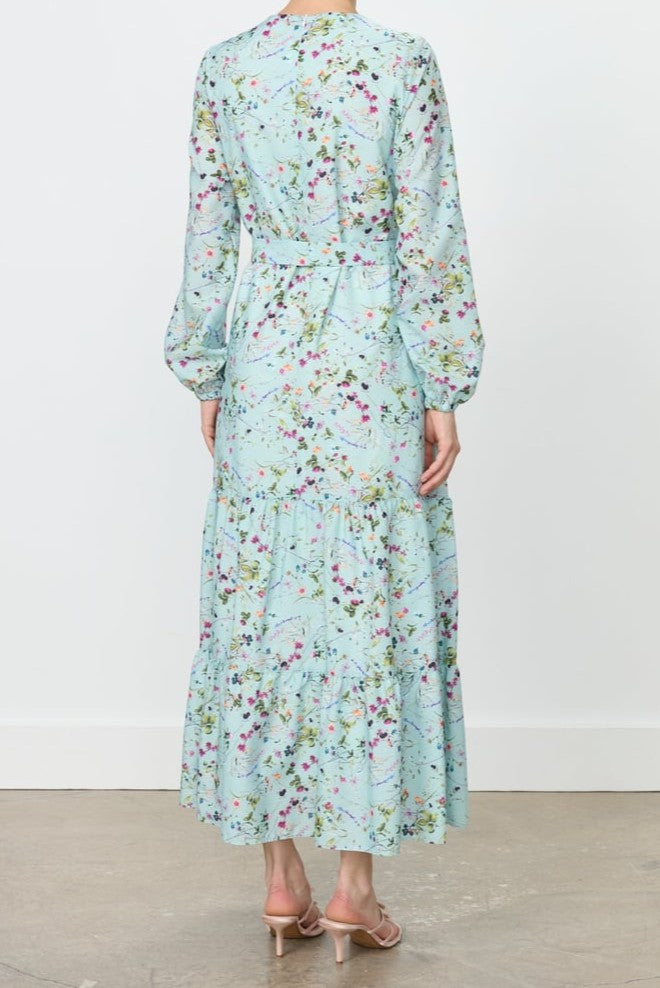 Robe à imprimé floral et jupe froncée