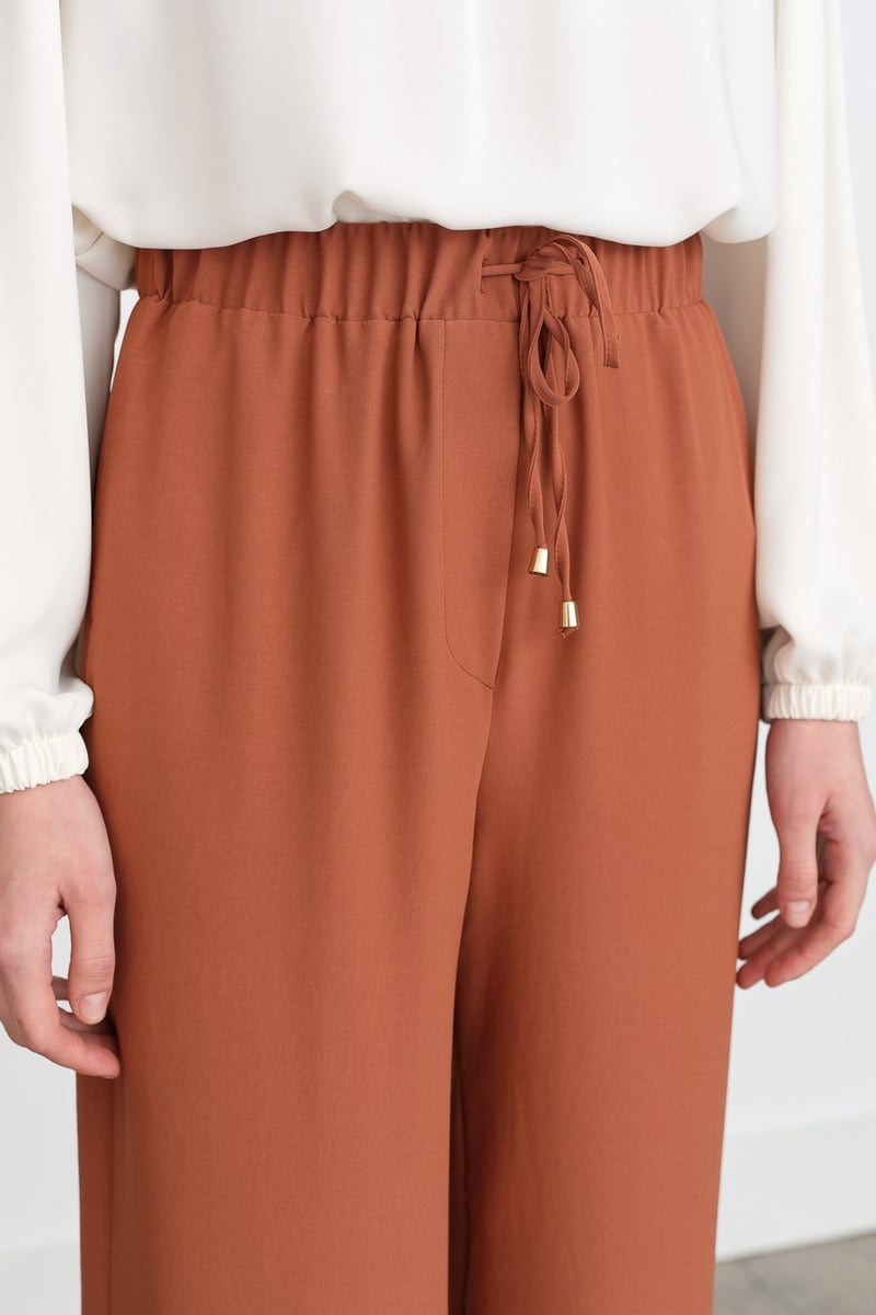 Pantalon large à taille élastique