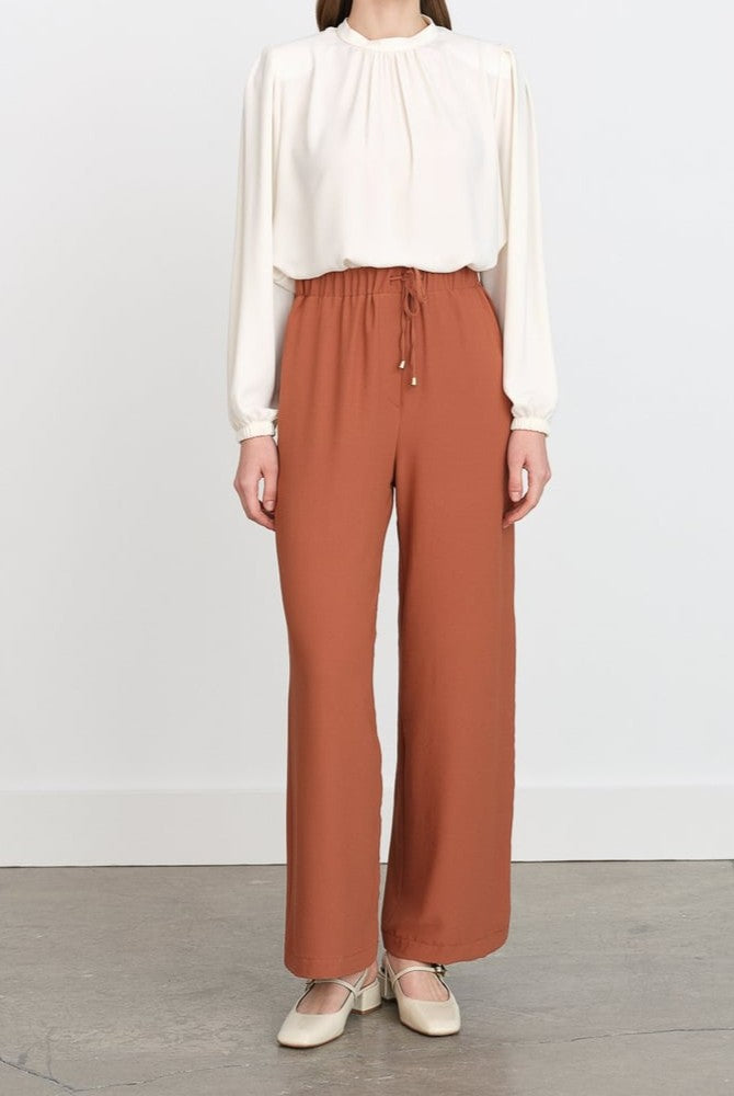 Pantalon large à taille élastique