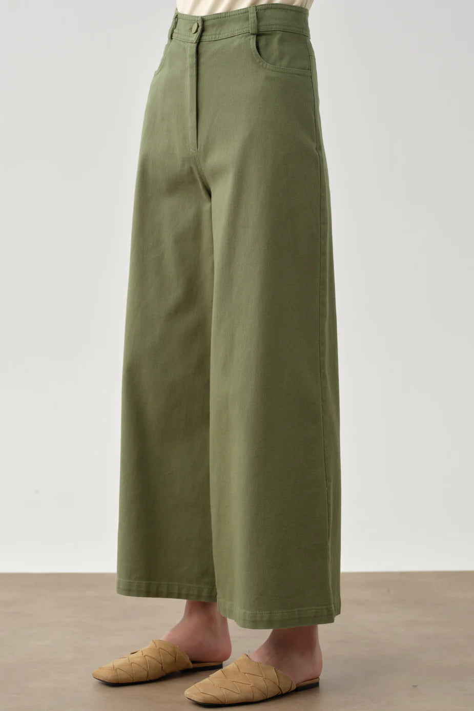 Pantalon large en toile