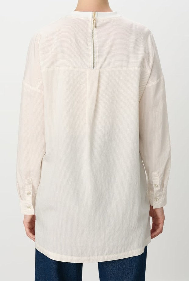 Sweat à rayures et broderies détaillées corail