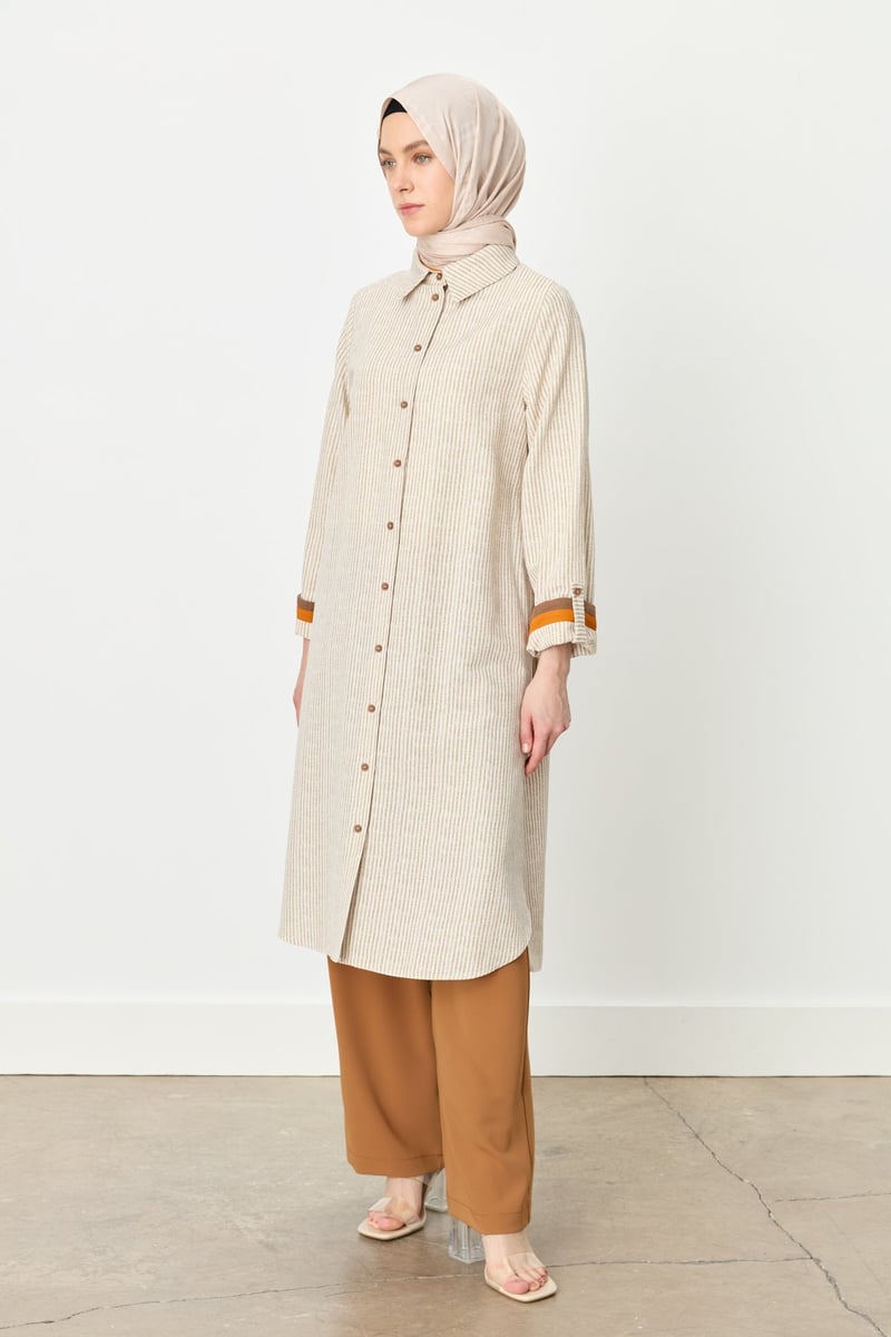 Tunique rayée à col chemise