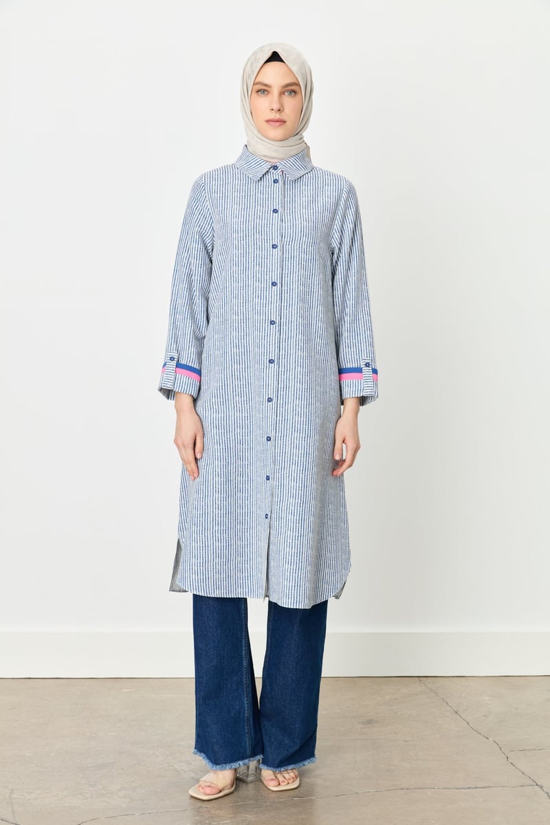 Tunique rayée à col chemise