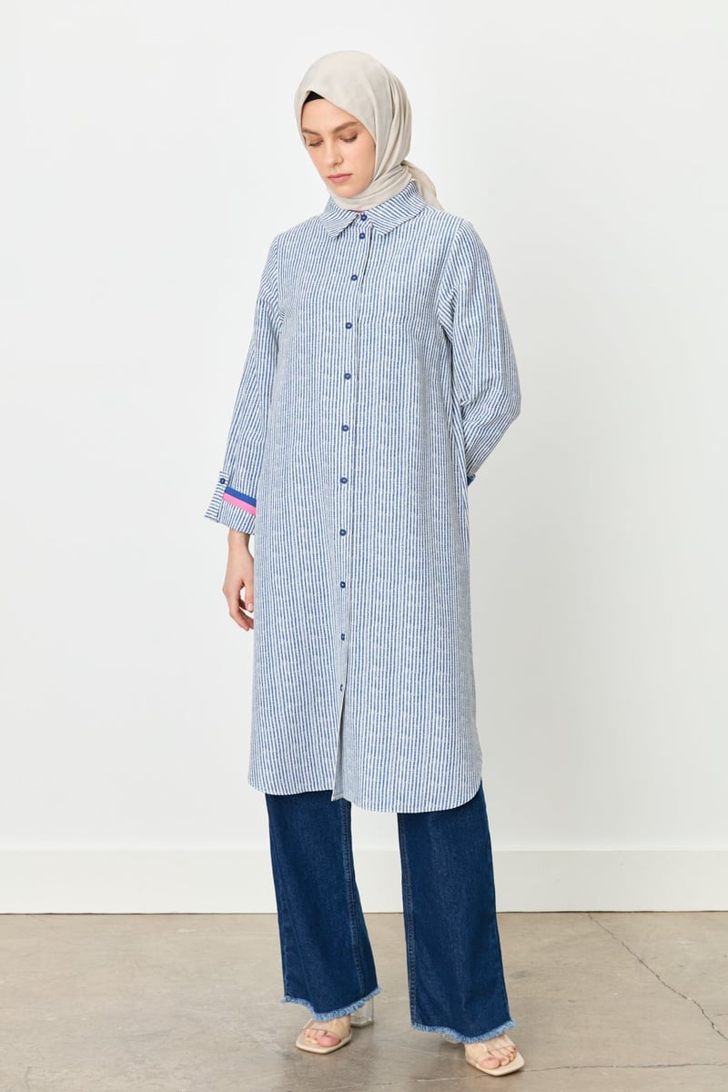 Tunique rayée à col chemise