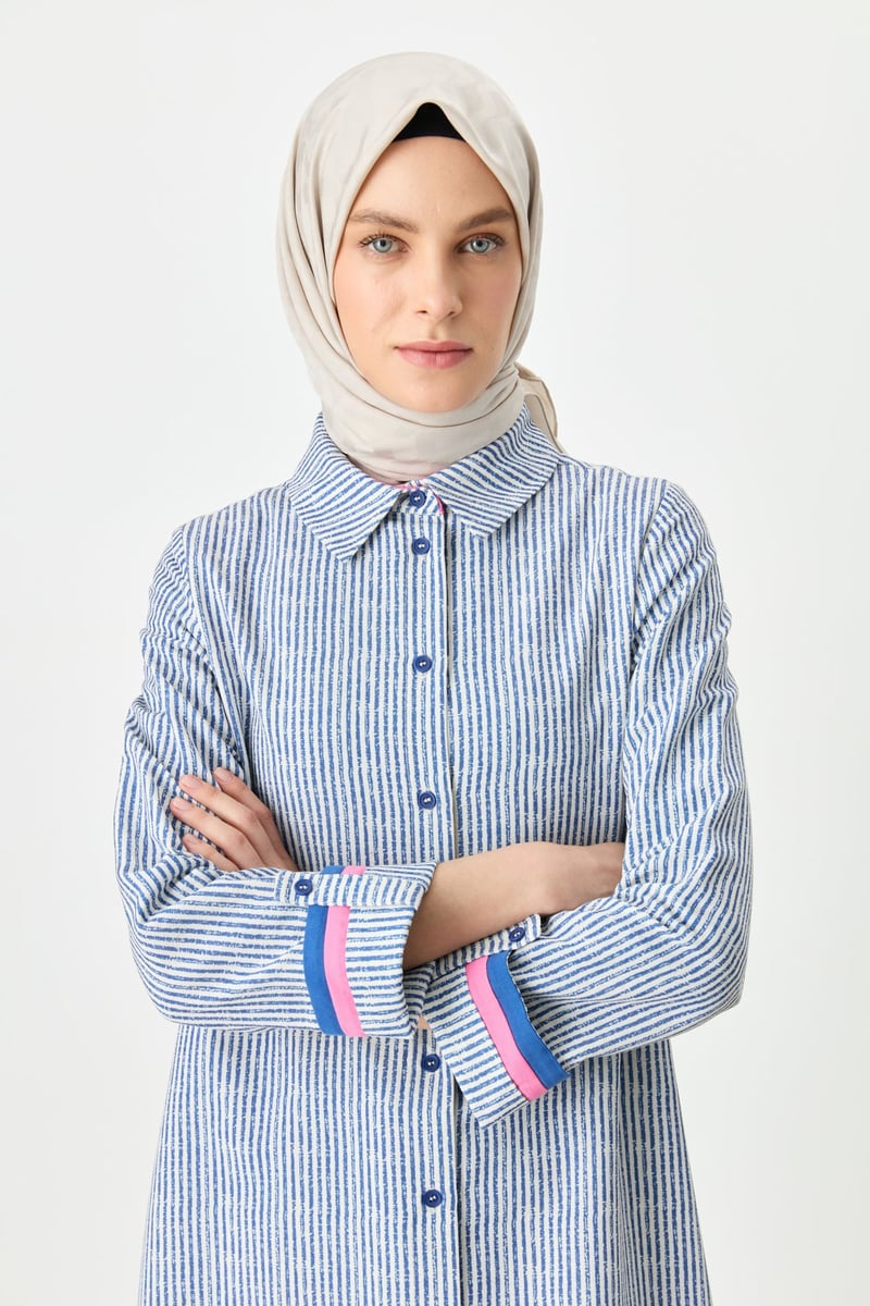 Tunique rayée à col chemise