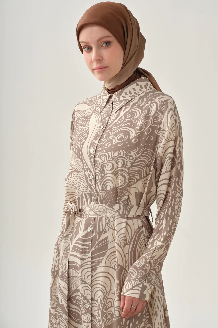 Tunique longue à motifs avec ceinture
