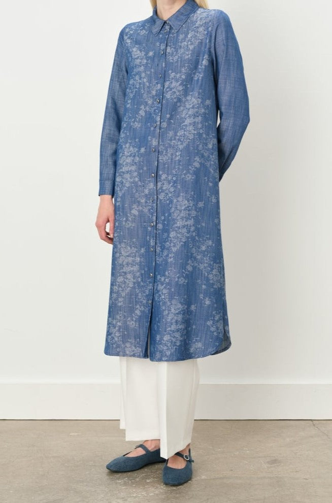 Tunique longue avec motif à col chemise