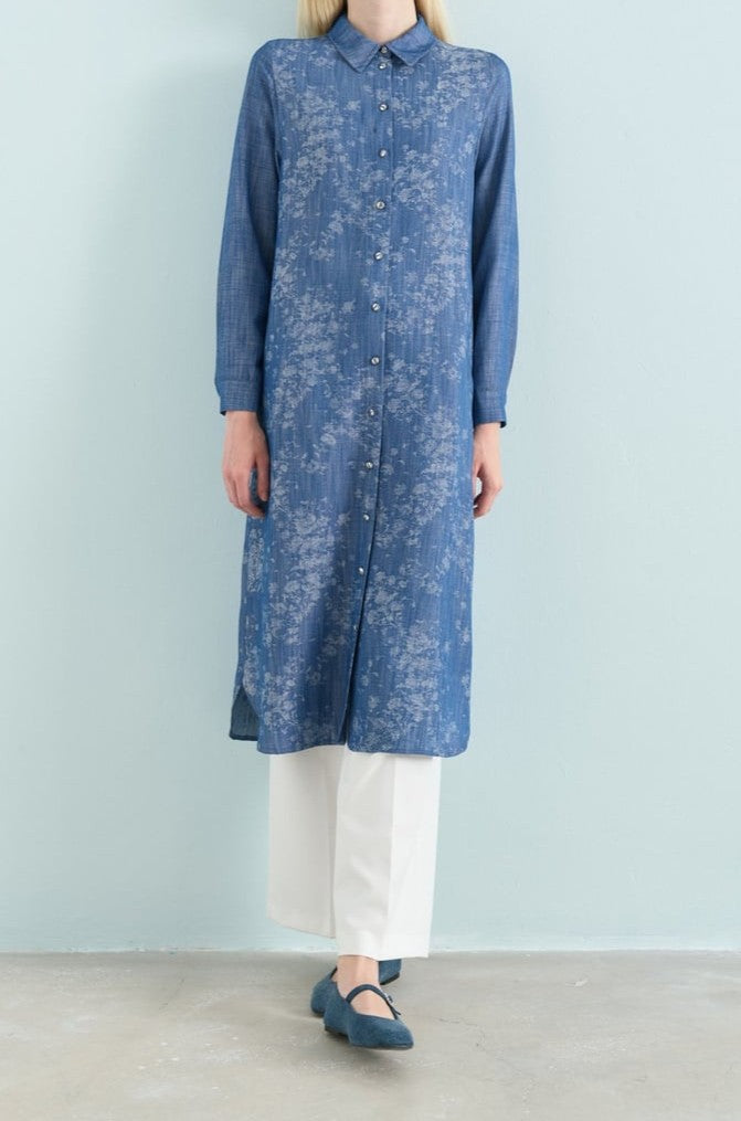 Tunique longue avec motif à col chemise