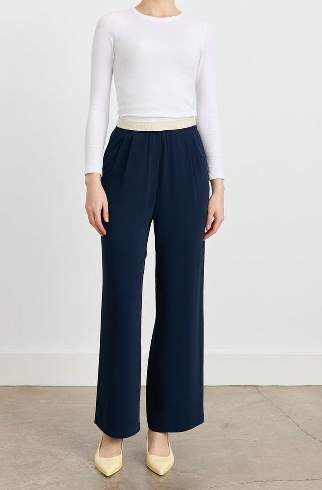 Pantalon plissé avec taille élastique