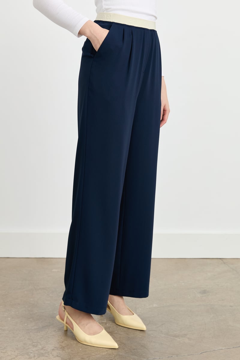 Pantalon plissé avec taille élastique