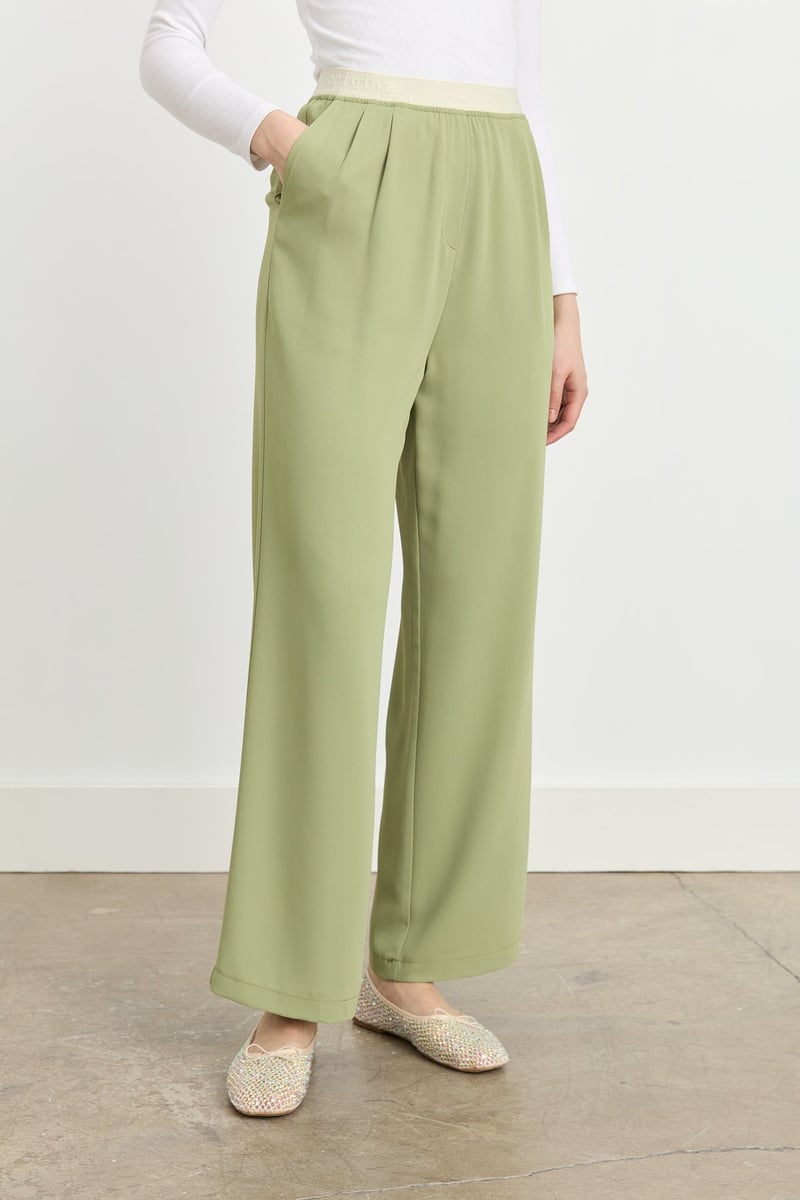 Pantalon plissé avec taille élastique