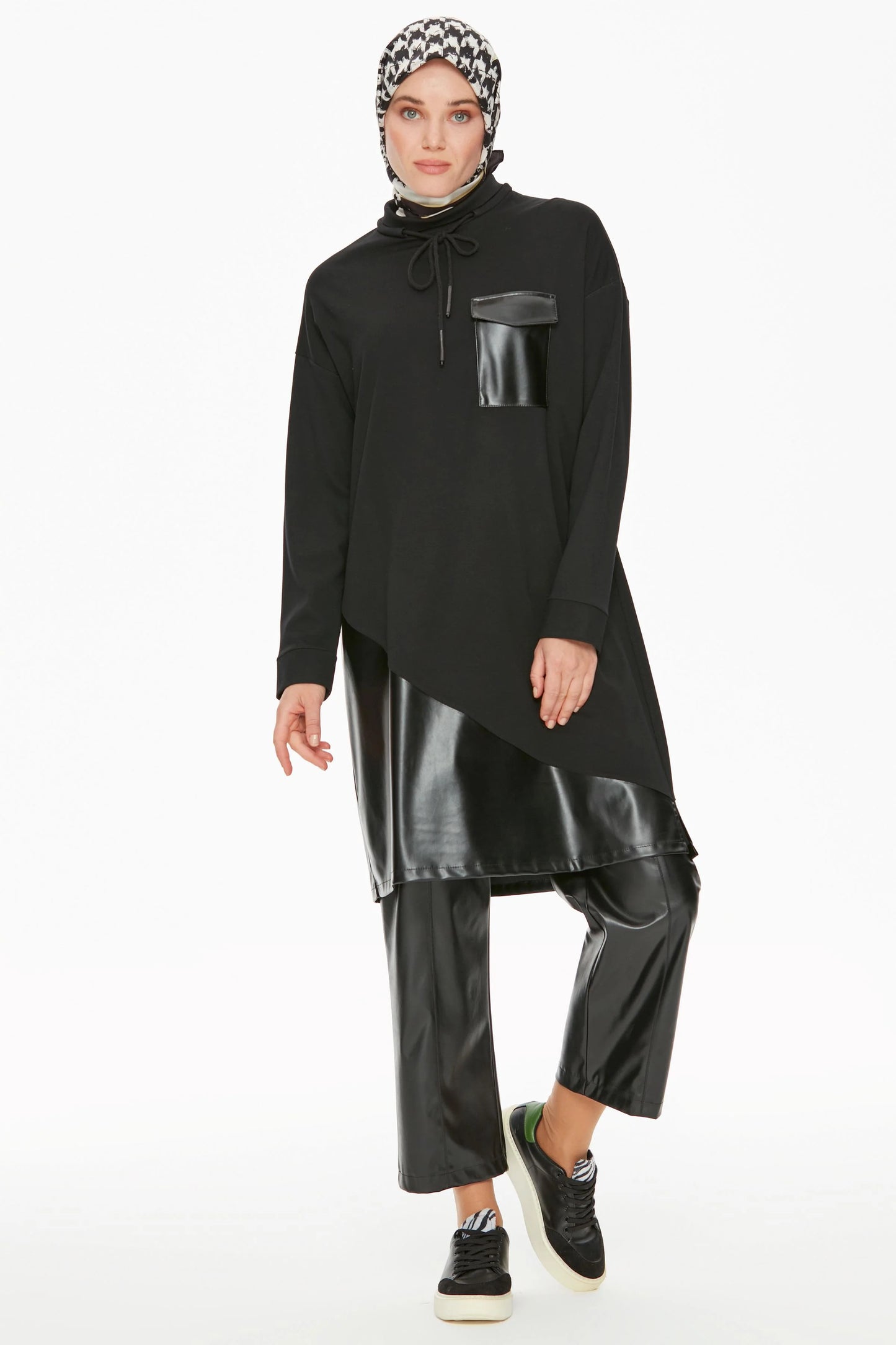 Pantalon coupe large en cuir à coupe large