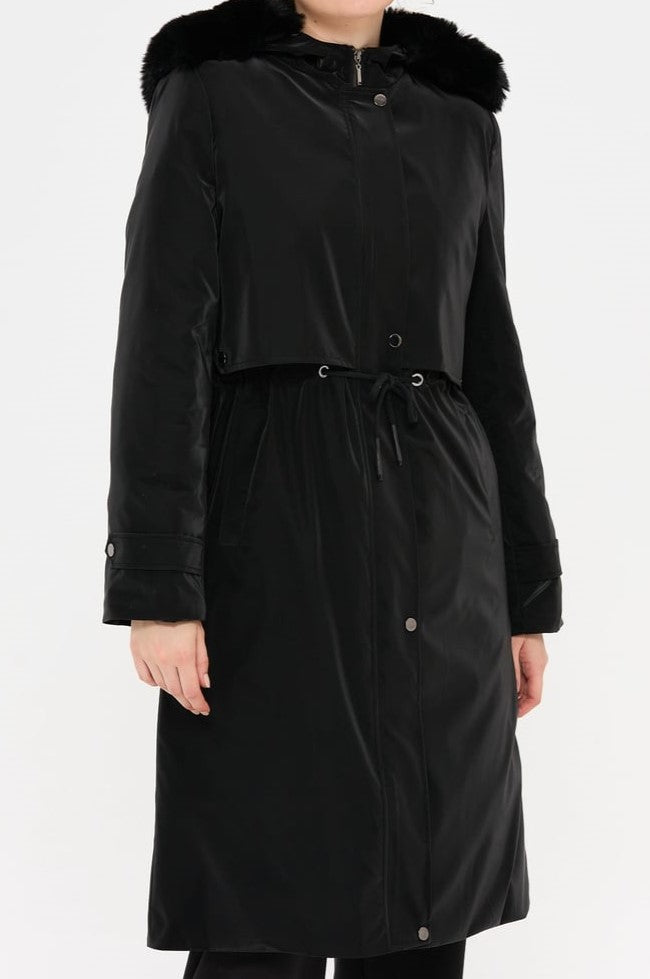 Manteau matelassé imperméable à taille froncée