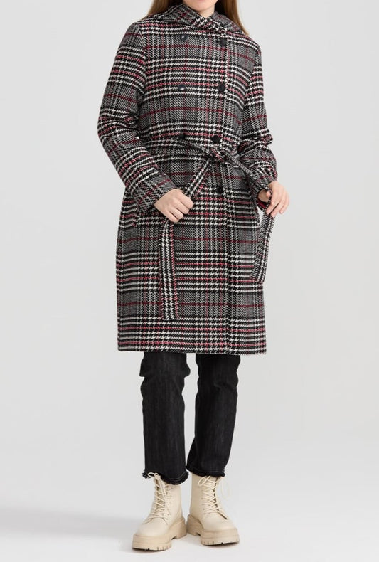 Manteau à motif pattes d'oie à double boutonnage