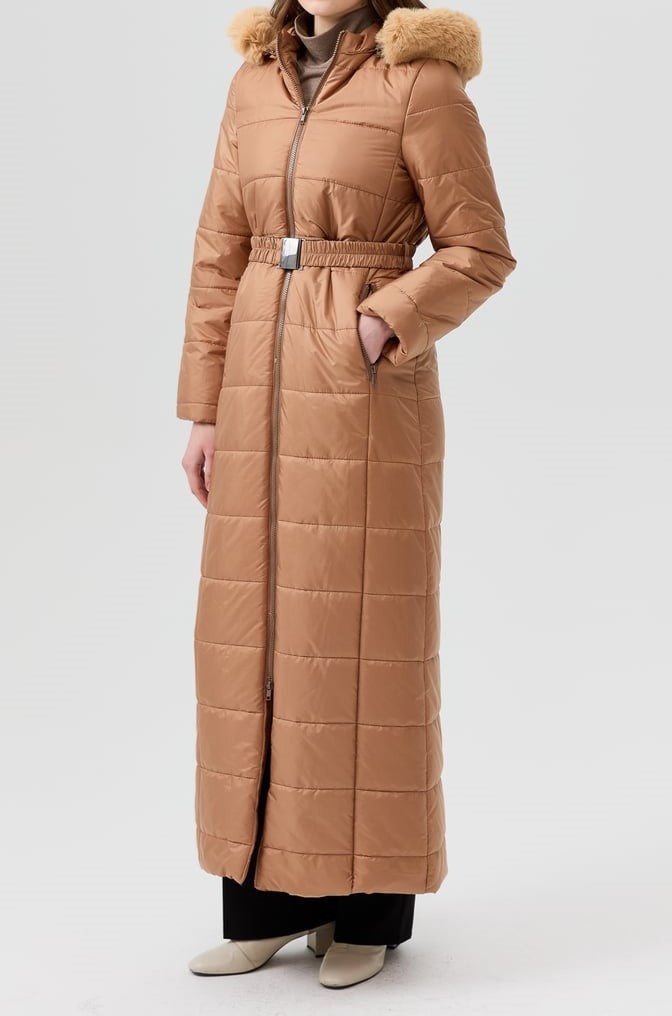 manteau très long avec ceinture