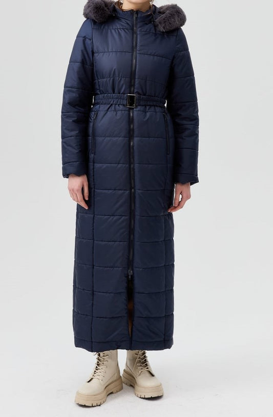 manteau très long avec ceinture