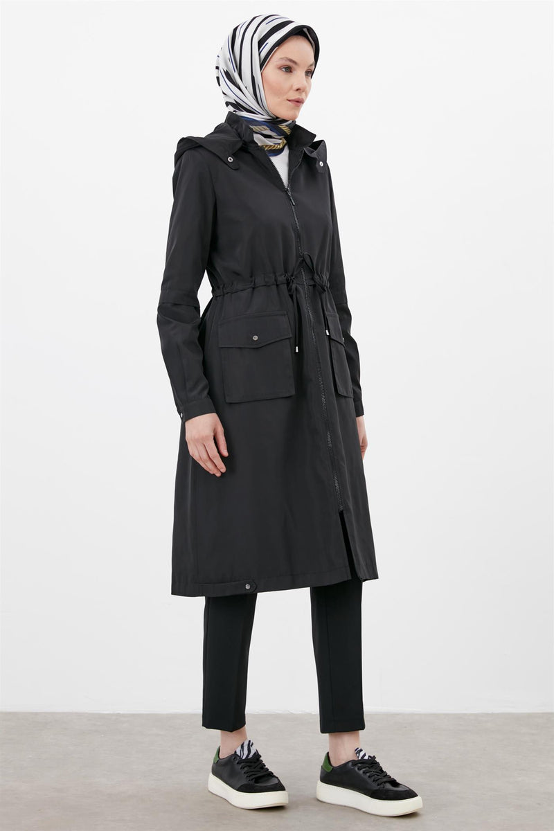 Manteau imperméable à taille avec cordon de serrage