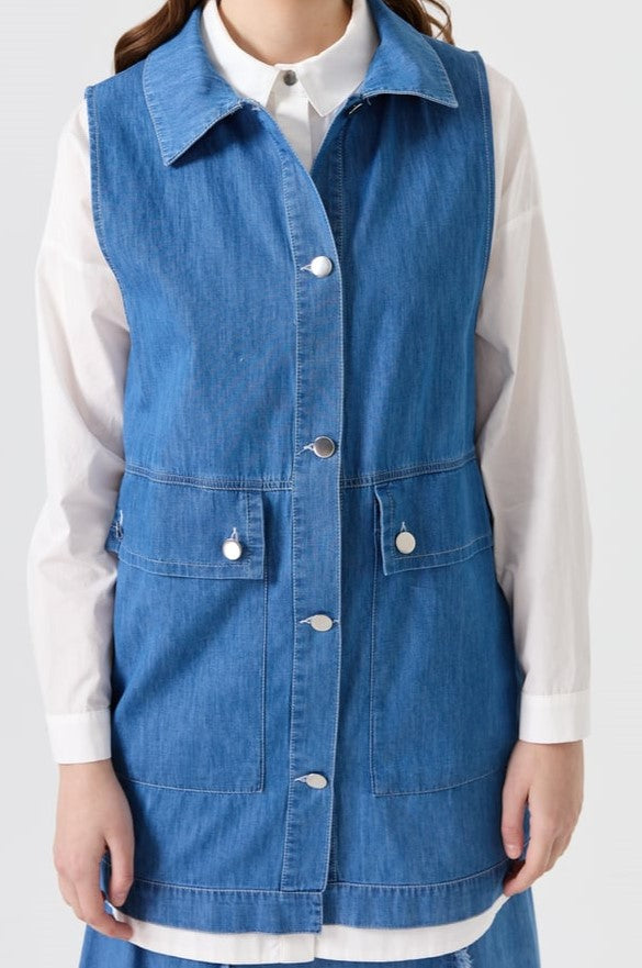 Veste jean sans manches