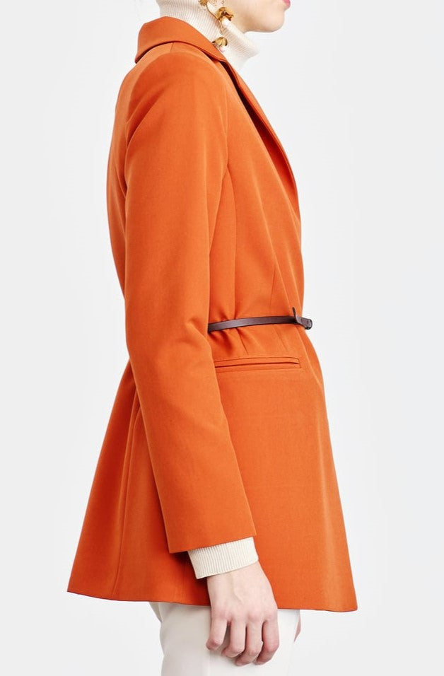 veste orange classique boutonnée avec ceinture