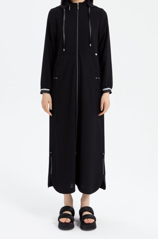 Abaya de sport côtelée détaillée